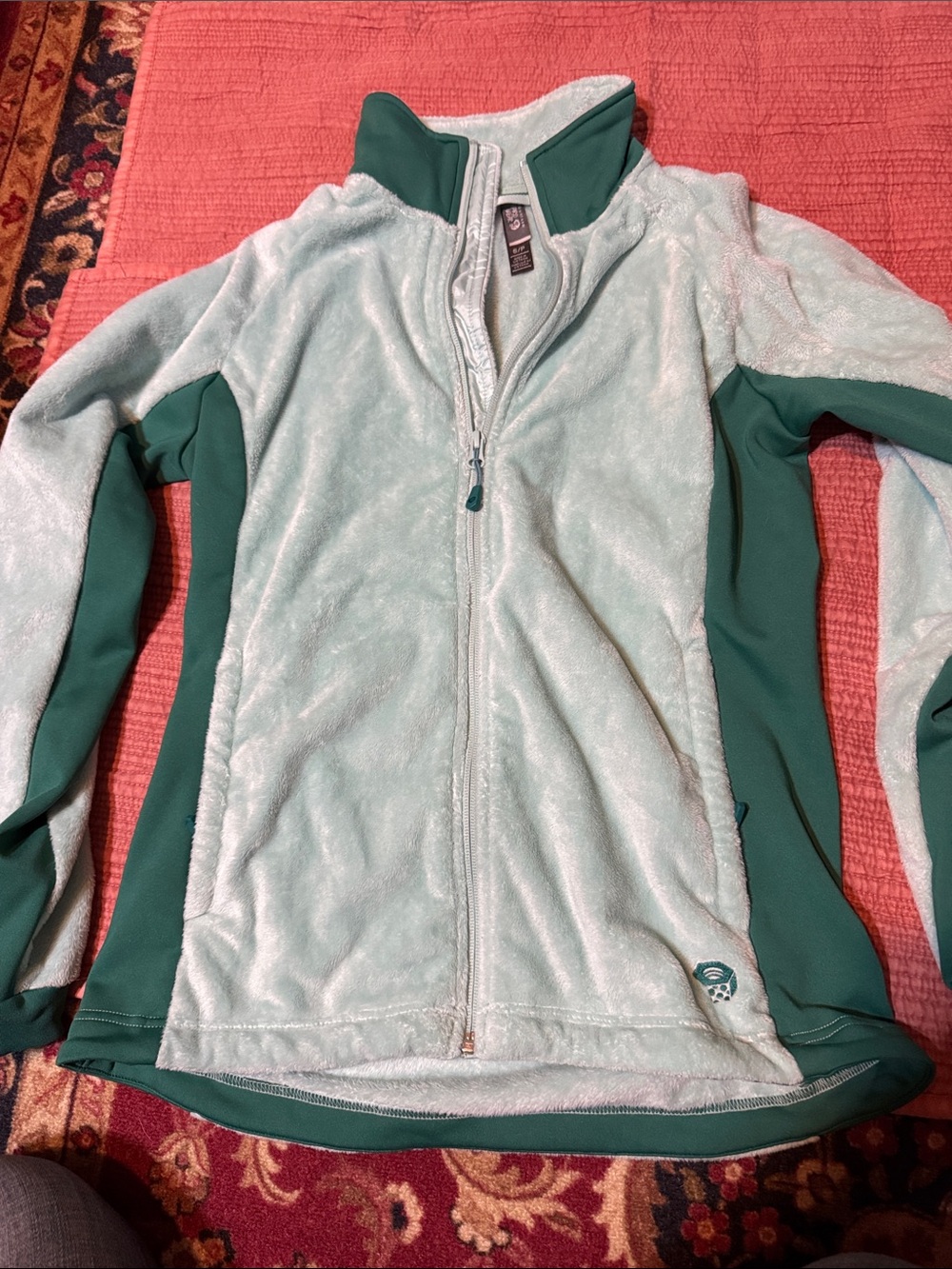 Mountain Hardwear Women's Light Mint and Forest Green Full-Zip Fleece Jacket